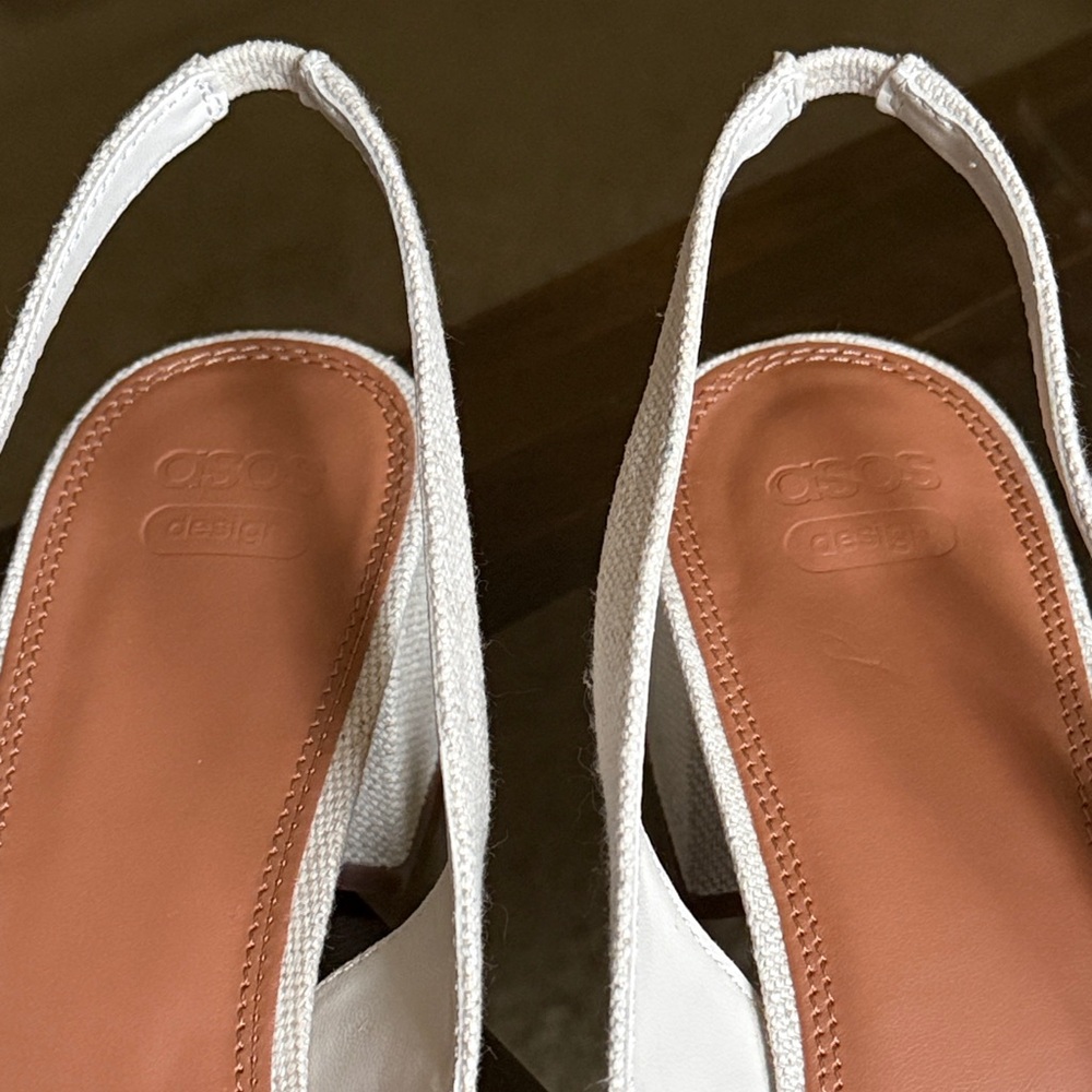 ASOS Design Pointed Toe Slingback Denim/Linen Bow Heels Size UK11/EU44/US13 - Picture 15 of 17